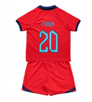 Lacne Dětský Futbalové dres Anglicko Phil Foden #20 MS 2022 Krátky Rukáv - Preč (+ trenírky)